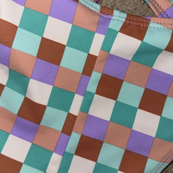 COTTON ON BIKINI BOTTOM BRAZILIAN HIGH SIDE MULTI CHECK BODY MULTI COLOR NEW - Picture 9 of 9